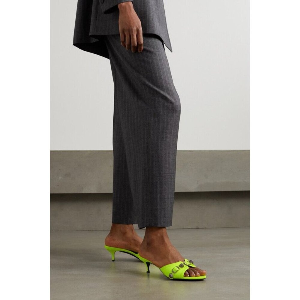 BALENCIAGA Cagole Mules in Fluo Yellow & Palladium 37 with box Womens low Heels - Picture 16 of 16